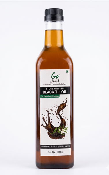 Stone pressed black til sesame oil 1L bottle